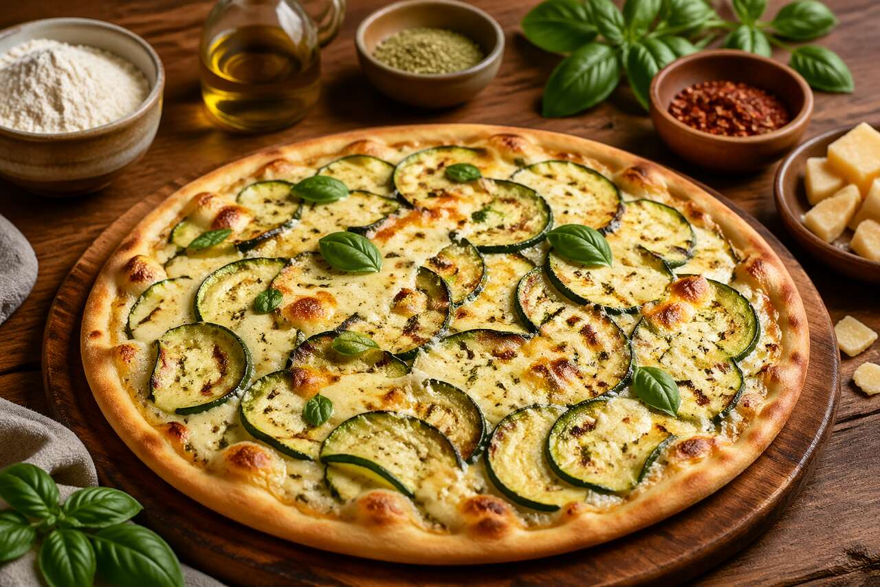 Pizza à la ricotta et courgettes : recette gourmande