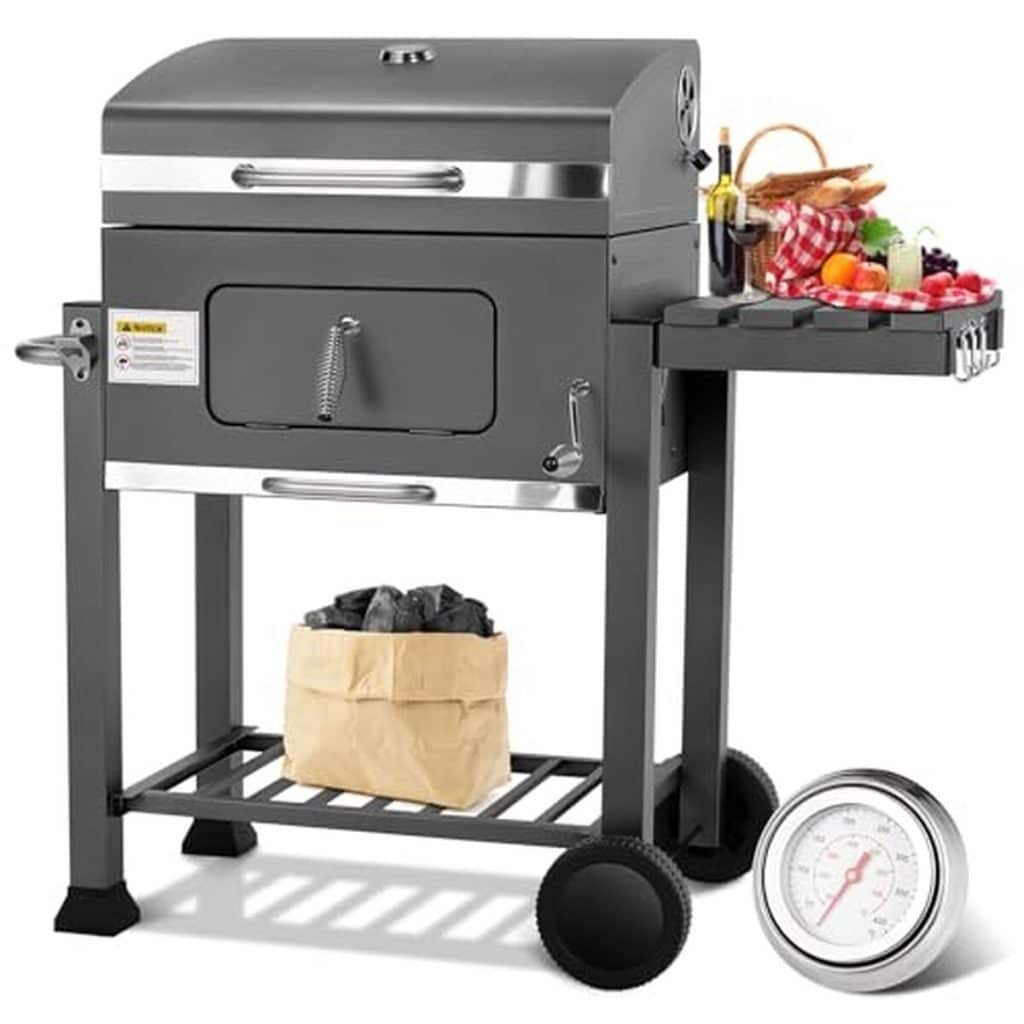 Test du barbecue XL gris au charbon : chariot performant pour camping et jardin
