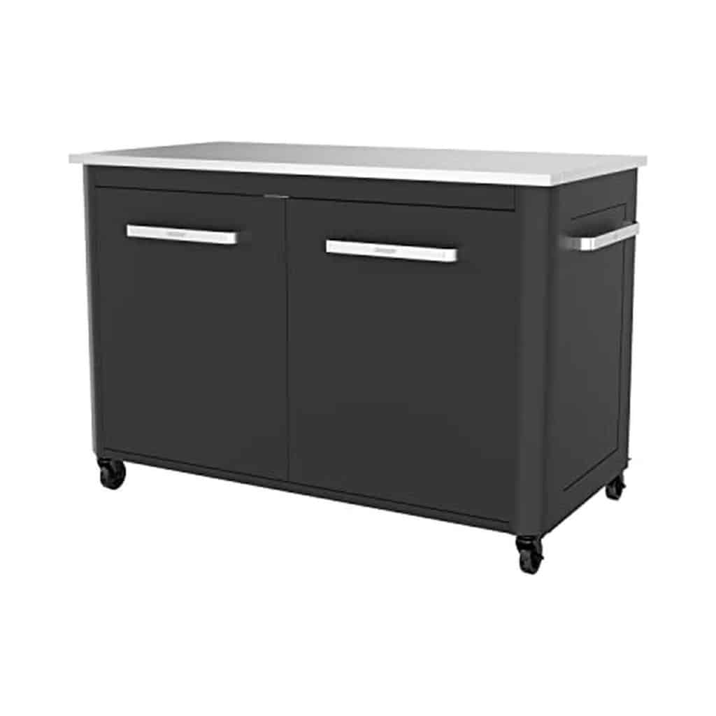 Test du chariot mobile cozze® 120 : cuisine extérieure en inox avec poubelle intégrée