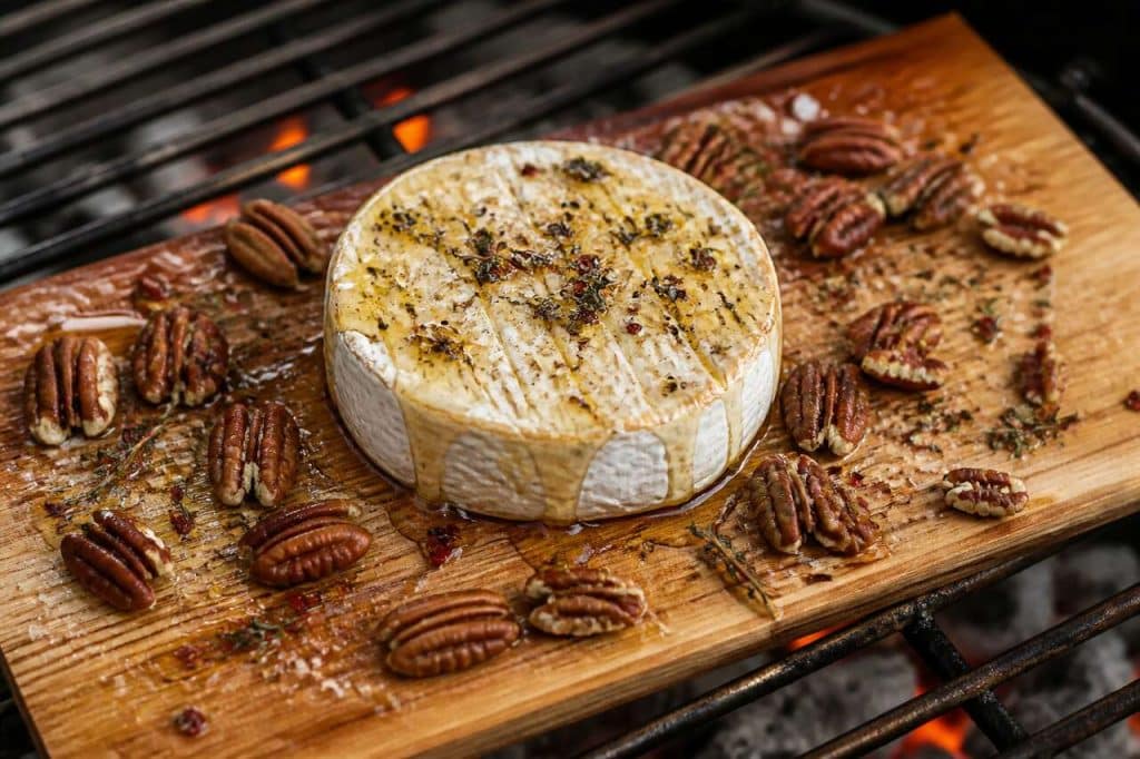 Camembert rôti sur planche de cèdre : recette savoureuse au barbecue