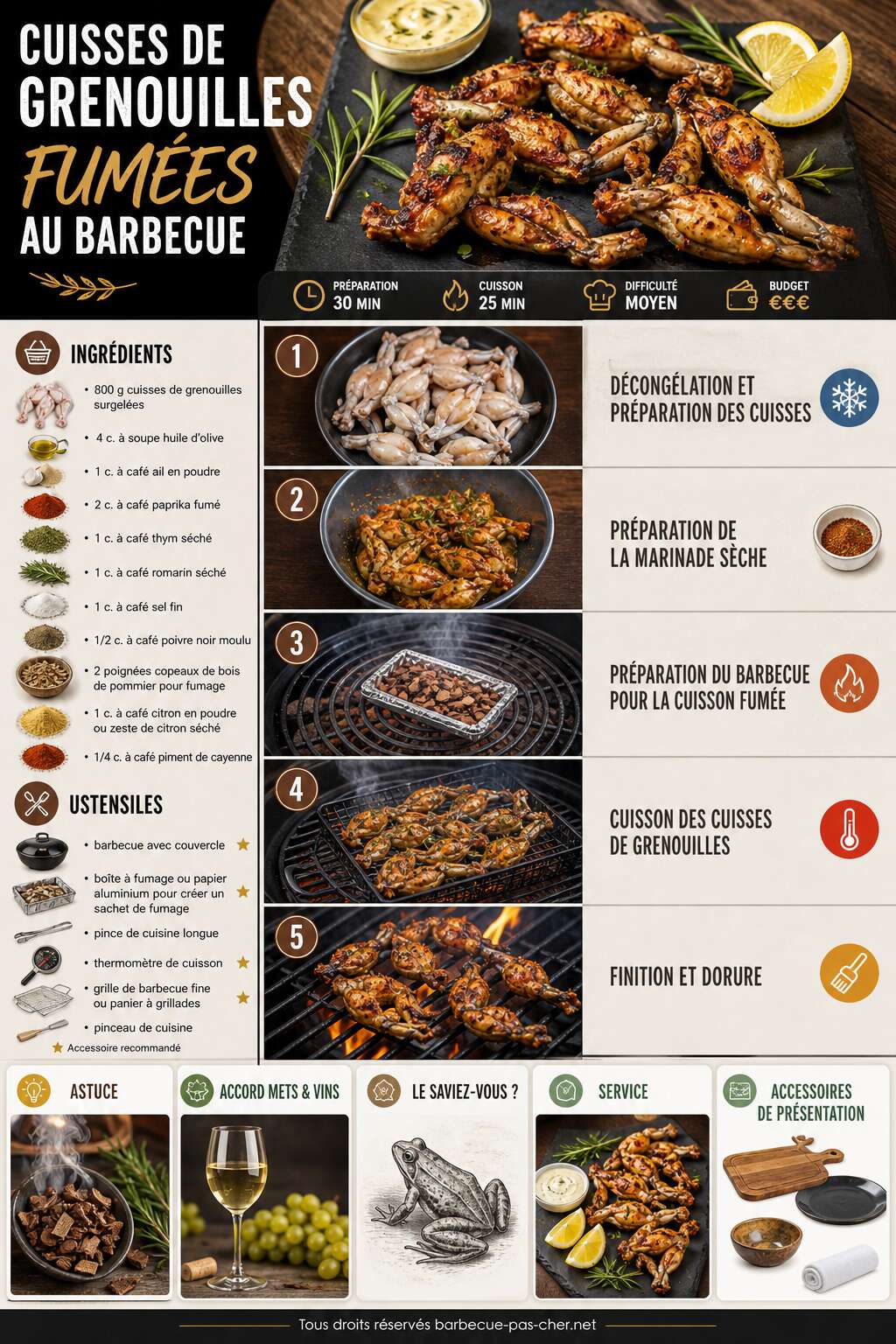Fiche recette Recette de cuisses de grenouilles fumées au barbecue Fiche recette Recette de cuisses de grenouilles fumées au barbecue