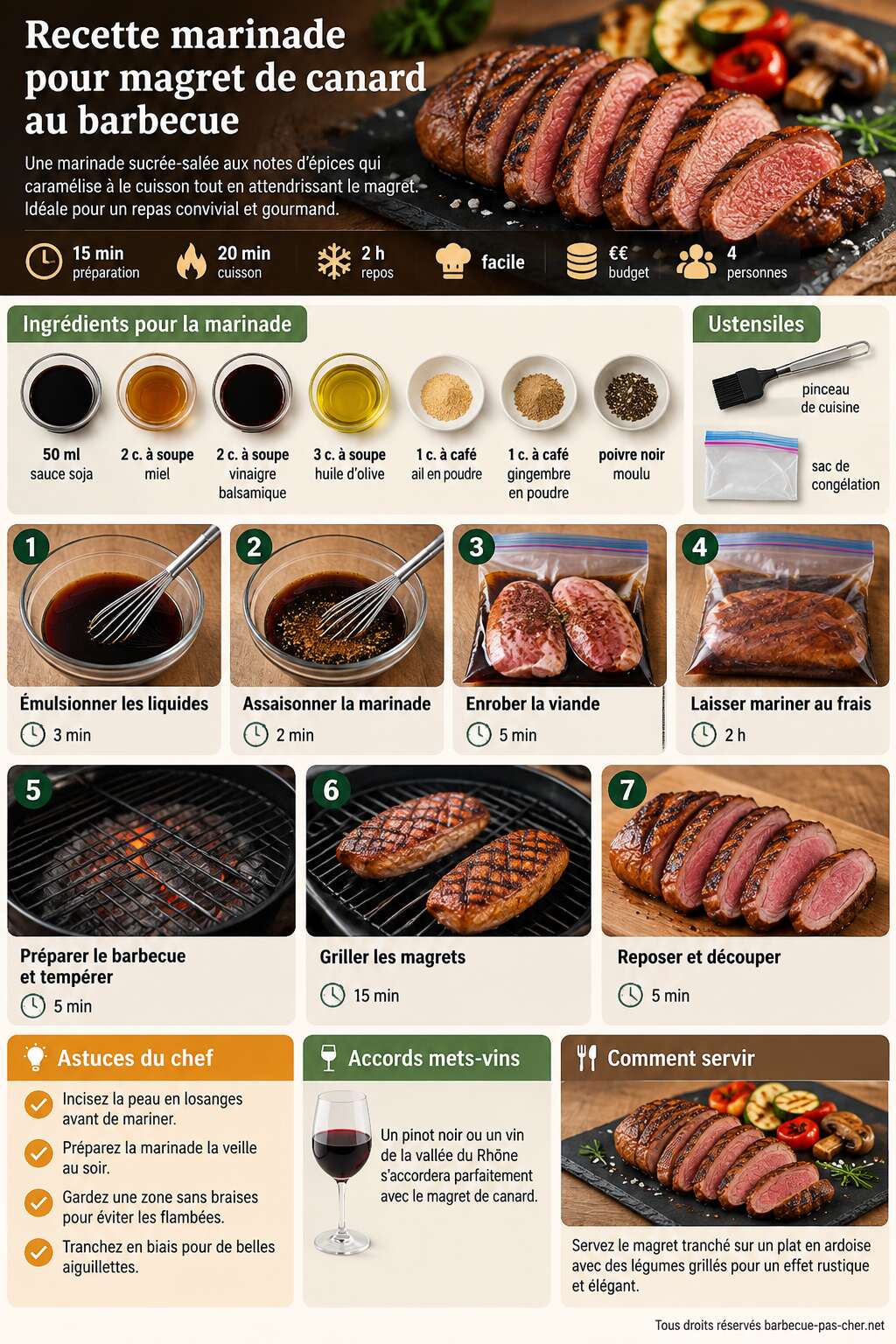 Fiche recette Recette marinade pour magret de canard au barbecue